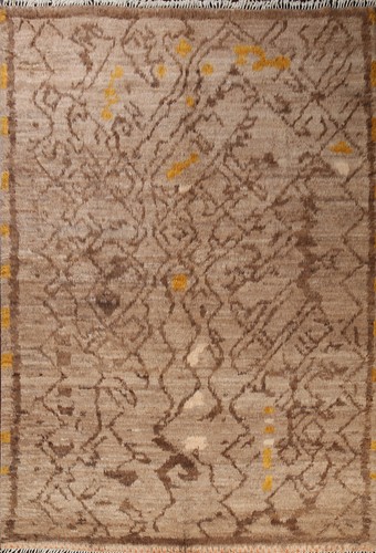 Modern Brown 9'x10' Moroccan Berber Oriental Area Rug Hand-knotted Living Room - Picture 1 of 16