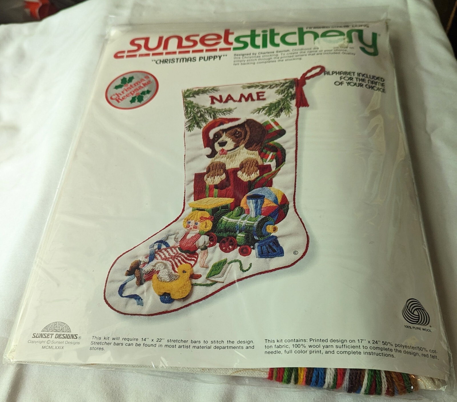 Sunset Stitchery Crewel Stocking Kit CHRISTMAS PUPPY 2022 NIP HTF eBay