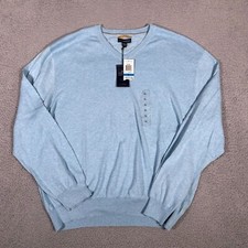 Club Room Sweater Mens Size XL Blue Supima Cotton V Neck Pullover Relaxed Fit