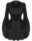 Dark In Love Dark Bohemian Gothic Ivy Velvet Flare-Sleeve Mini Dress