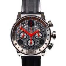 BRM V12-44 Automatic Chronograph Red Accents 44mm Perlage Silver Dial Auto Steel