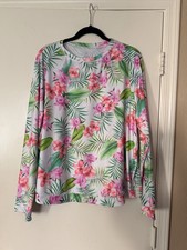 Hurley Womens Floral Long Sleeve Rash Guard Tee Shirt XXL