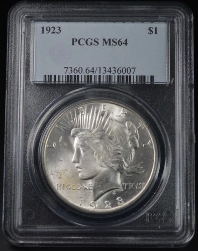 1923 Peace Dollar $1 PCGS MS64 Nice UNC US 90% Silver Dollar