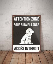 Plaque métal vintage Accès interdit chien Cocker Spaniel Panneau Décoration Déco