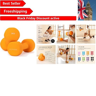 Vielseitiges Neopren Hanteln Set 1-10kg mit Anti-Roll Design & Trainingsposter