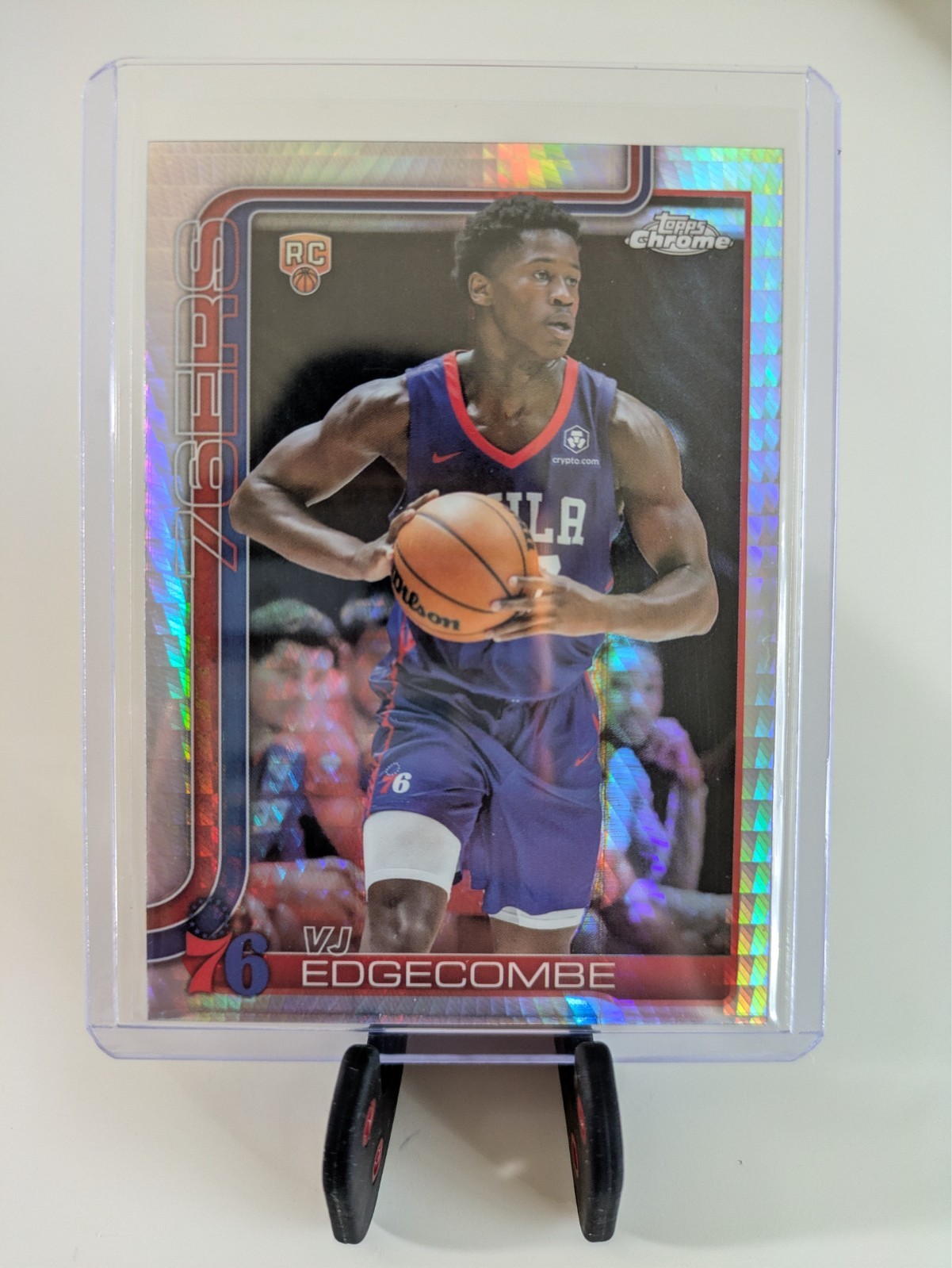 2025-26 Topps Chrome Basketball #253 VJ Edgecombe RC Prism Refractor 76ers