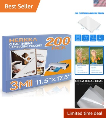 Preserve Your Documents with 200 Pack Round Corner Laminating Sheets, 11 x 17