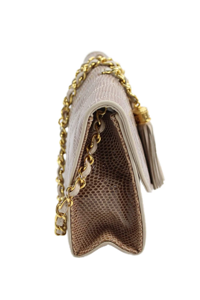 Chanel Mujer Correa Única Acolchado Piel de Lagarto Pequeño Bolso de Hombro Marrón Foto 4 de 4