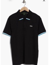 HUGO BOSS Size XL Men's Polo T-Shirt - Black w Blue Stripes