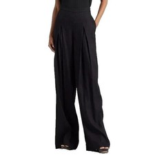 POLO RALPH LAUREN Linen Wide Leg Palazzo Pant Black Pockets Sz 18 Workwear