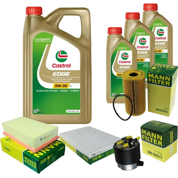 Inspektionspaket 8L Castrol Titanium 5W-30 FüR Nissan Qashqai +2 I 2.0 Dci AWD-image