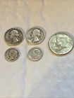 Quarter Dime Silver 90% Half Dollar 1967 Kennedy 5 Coins Collect Scrap