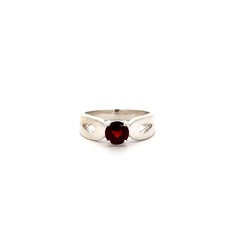 Sterling Silver Garnet Ring Size 6.5 Stone 6 mm