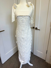 Petal & Pup White Floral Lace Sheath Dress S Sleeveless Long Zip RV $109