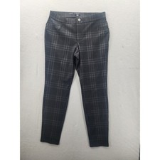 Simply Vera Vera Wang Skinny Plaid Pants Womens L Grey Black Checkered Trousers