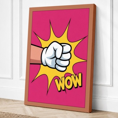 Pow Comic Punch Retro Leinwandbild Wandbild Wohndeko fertig zum Aufhängen
