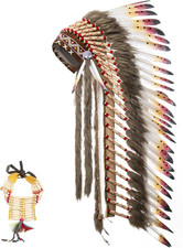 Native American Indian Headdress Large Feather And Choker Carnival Party Cosplay