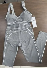 AIo Yoga Women's Sports Vest+Leggings Set Skin-Friendly Training Wear Clothes