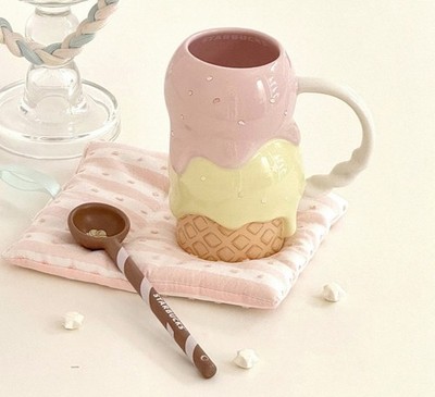 Starbucks 2026 China Summer Dessert Party Ice Cream Shaped Mug, Stirring Spoon