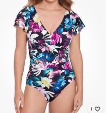 Swim Solutions Multicolor Tummy Control One Piece Swimsuit 18 Retail 102
