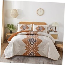 Burnt Orange Quilt Set Boho California King Cal King 96"x112" Terracotta