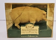 1999 Roman Inc. "GLUCKSSCHWEIN" THE GOOD LUCK PIG Ornament NEW in Box.  VINTAGE