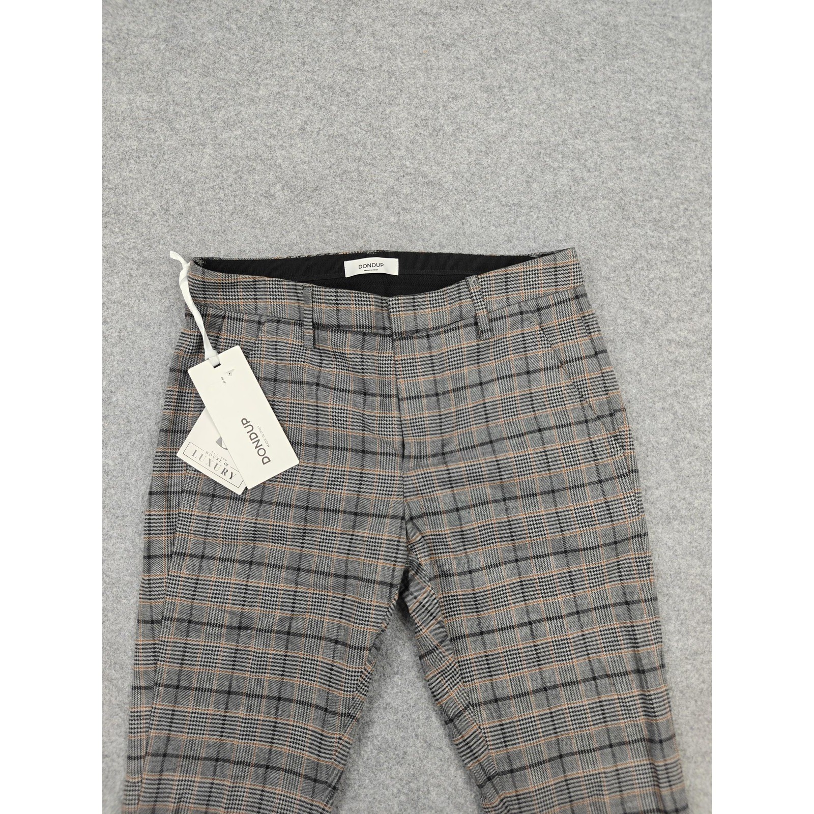 Dondup Pants Mens 29x30 Gray Gaubert Plaid Tweed Stretch Cotton Made Italy New image 2