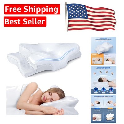 Odorless Adjustable Neck Support Pillow with Cooling Memory Foam Design, Queen