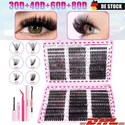 Fluffy Individual Eyelashes Kit 600Pcs Cluster Lashes Kit DIY Lash Extension Ki