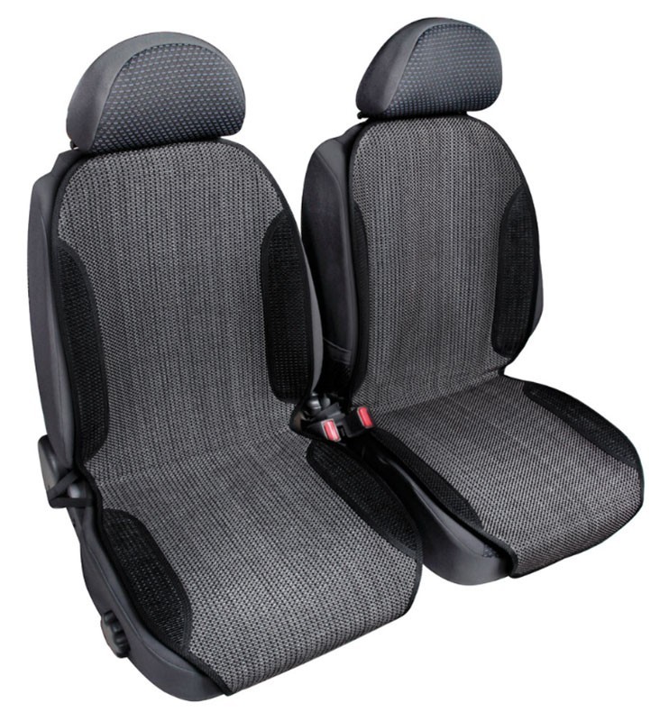 Coppia Schienali Coprisedili Estivi Fibra Naturale Antracite Auto Camper C54503