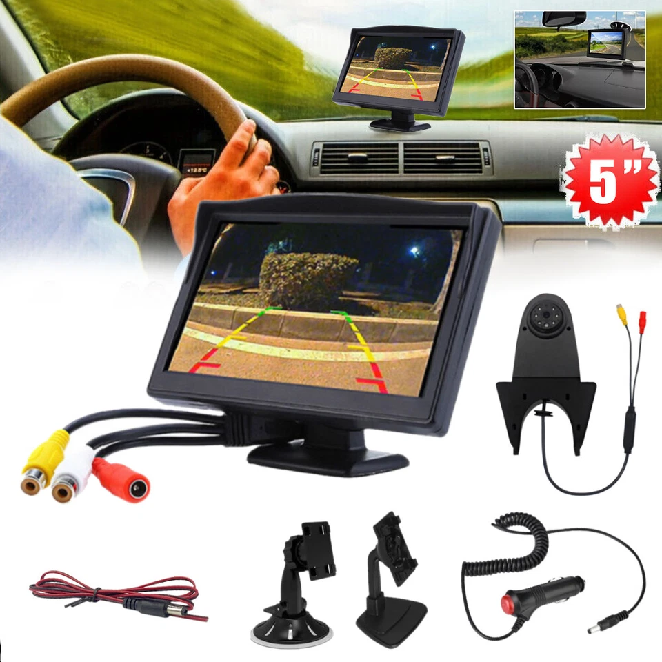 Waterproof Night Vision Rear View Backup Reverse Camera 5" Car LCD Monitor Kit - Image 4 of 4