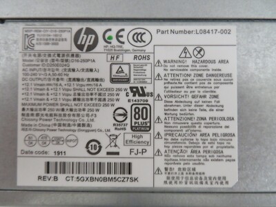 HP Elitedesk 800 G5 250W SFF Desktop Power Supply D16-250P1A