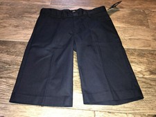 New Dickies Boys Uniform Flat Front Classic Fit Shorts Sz 14 HUSKY Blue Adj