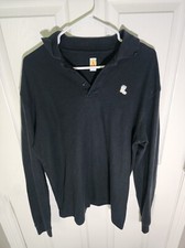 Mens Long Sleeve Polo Pullover Shirt Large