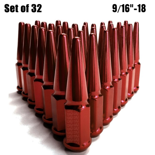 (32) Spike Lug Nuts 9/1618 fit Chevy GMC Square Body 3/4 & 1 Ton 4x4