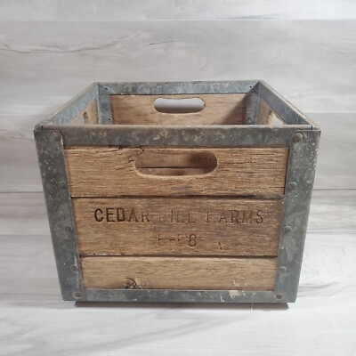 Wooden Dairy Milk Crate Cedar Hill Farms Wood Metal 5- 56 4 Handle