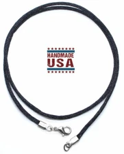 Black Satin Silk Cord Necklace Silver/Gold Clasp 16" 18" 20" 22" 24" 26" 28" 30"