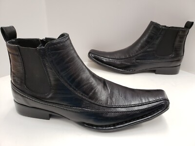 NIB MENS Bonafini Dress / Casual Boots with Side Zipper + elastic D-620 Black