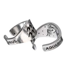 Zodiac Sign Signet Ring - Aquarius - Symbol Jewelry