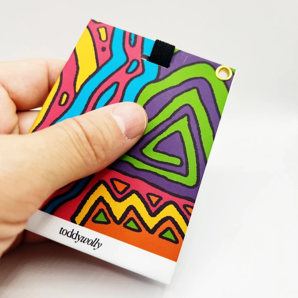 Cartera llavero tarjetero estampado gráfico hecho a mano (YIKES) Foto 3 de 3