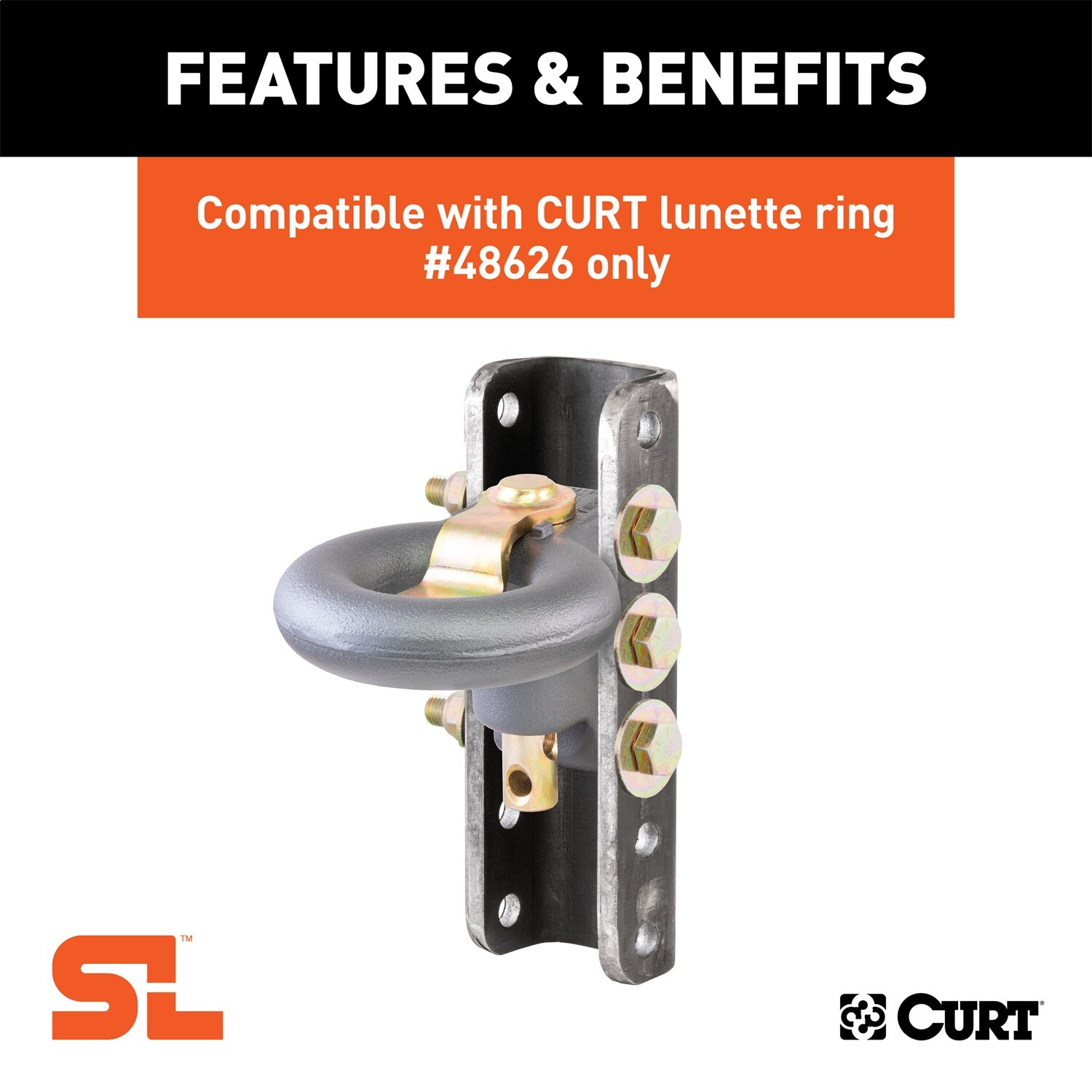 CURT 48651 SecureLatch Lunette Ring Channel (2-3/4" I.D., 11-3/4" High)