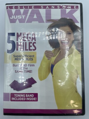 Leslie Sansone Just Walk 5 Mega Miles Sealed DVD 2013 With Toning Band Included