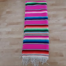 Extra Large Mexican Serape Style Fiesta Blanket 87.5 long Fringed Vibrant