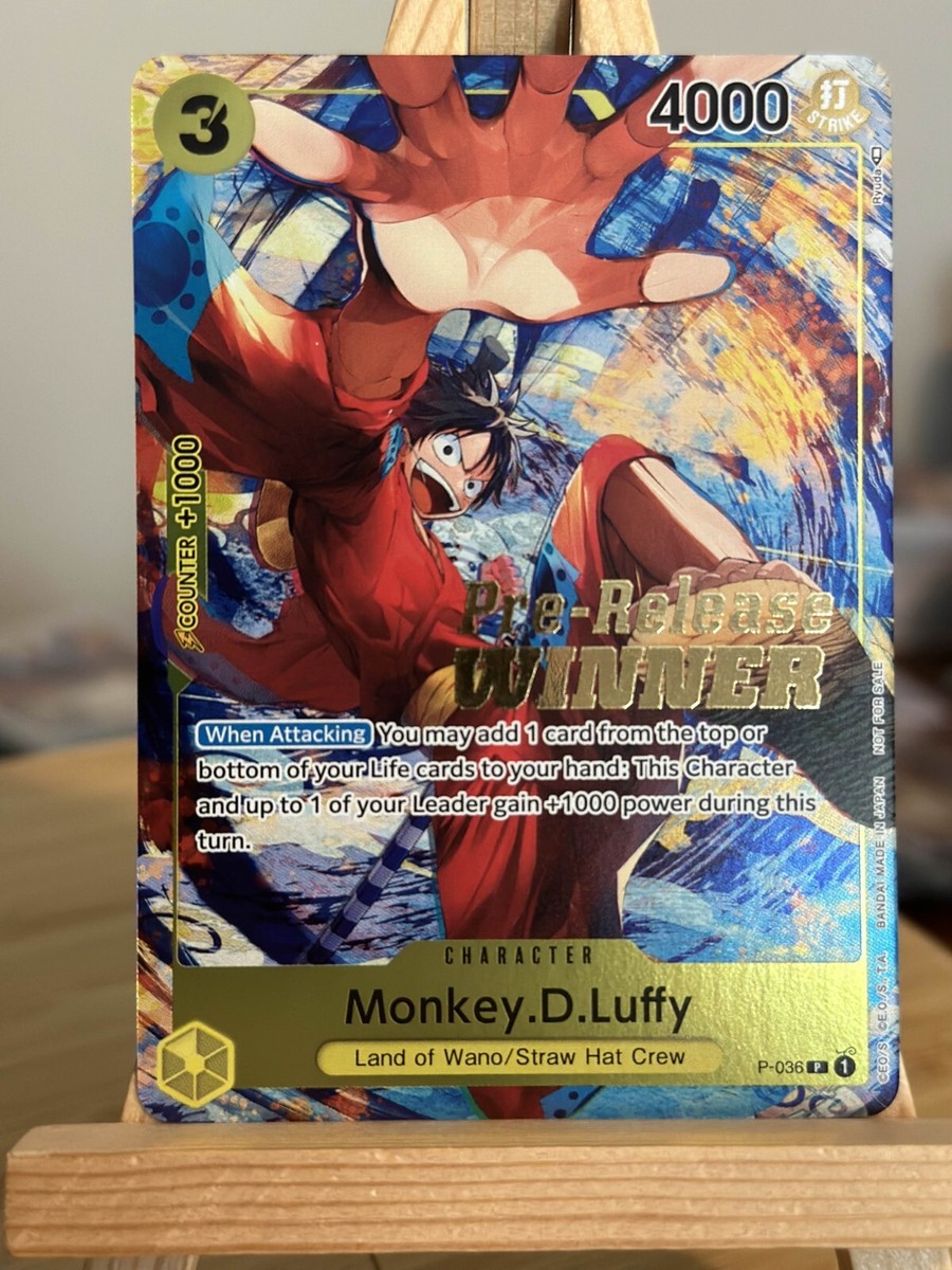 Monkey D. Luffy Winner P-036 OP04 Pre-Release Promo One Monkey D. Luffy Winner P-036 OP04 Pre-Release Promo One