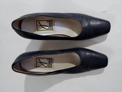Vtg Joyce - Dark Blue Leather - 2 1/2 in Heel - Slip on Women's Shoes 7.5 M
