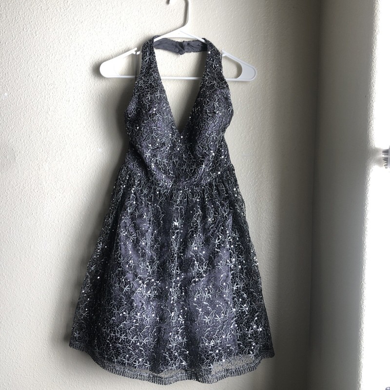 womens adrianna papell occasion prom dress silver Small 6p  formal evening NWOT