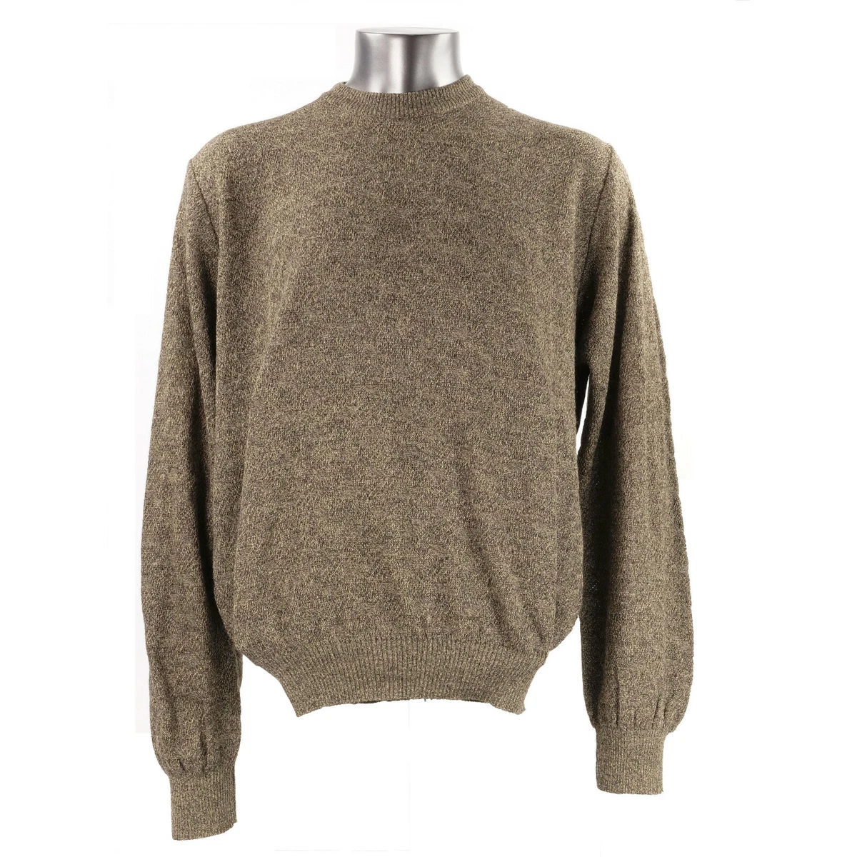 PRONTO UOMO Speckled Brown Crewneck Merino Blend Fine Knit Sweater