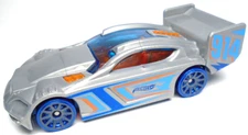 2013 HOT WHEELS TIME TRACKER #914 SILVER 1:64 DIECAST 3" RACE CAR BLUE & ORANGE
