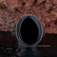 New 925 Sterling Silver Solid Black Onyx Gemstone Men's Ring Black Friday Sale