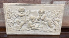 VTG 1985 House Parts Inc. Heavy 3D Cherub Garden Art Plaque 17x9.5x.75”